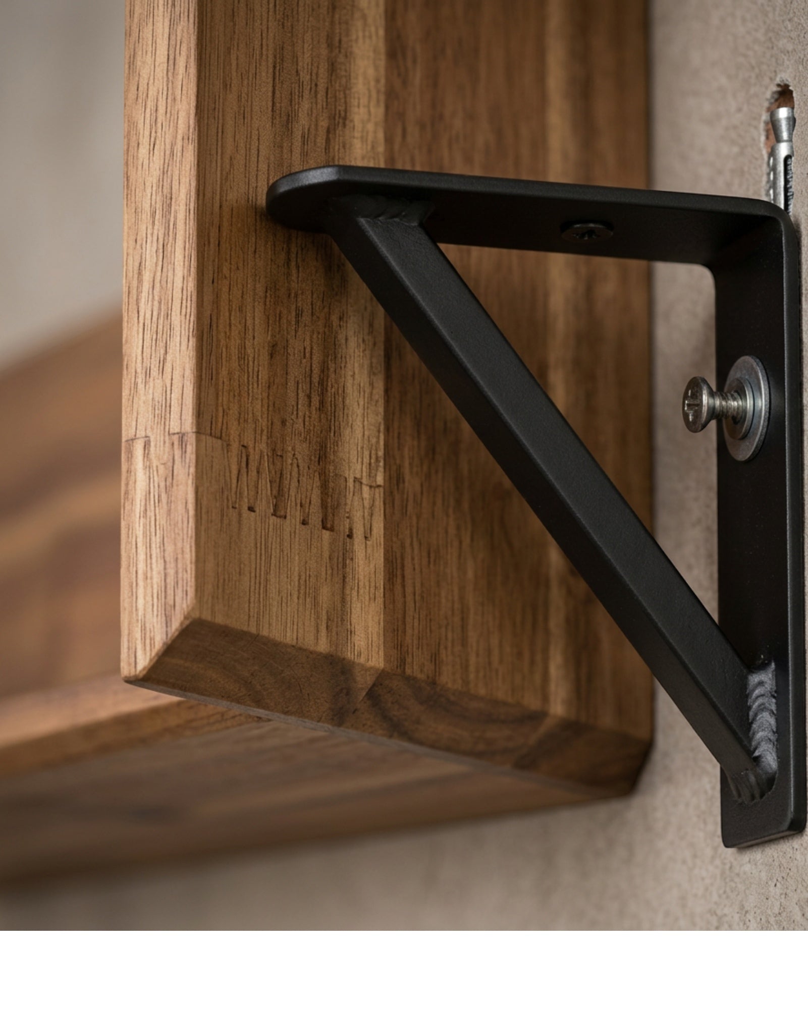 Zxpvn Acacia Triangle Bracket Wall Shelf Walnut 80 cm - Detail view