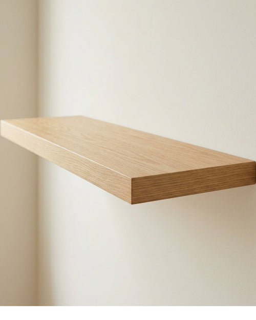Zxpvn Oak Veneer Hidden Rod Floating Shelf Natural 60 cm - Lifestyle view