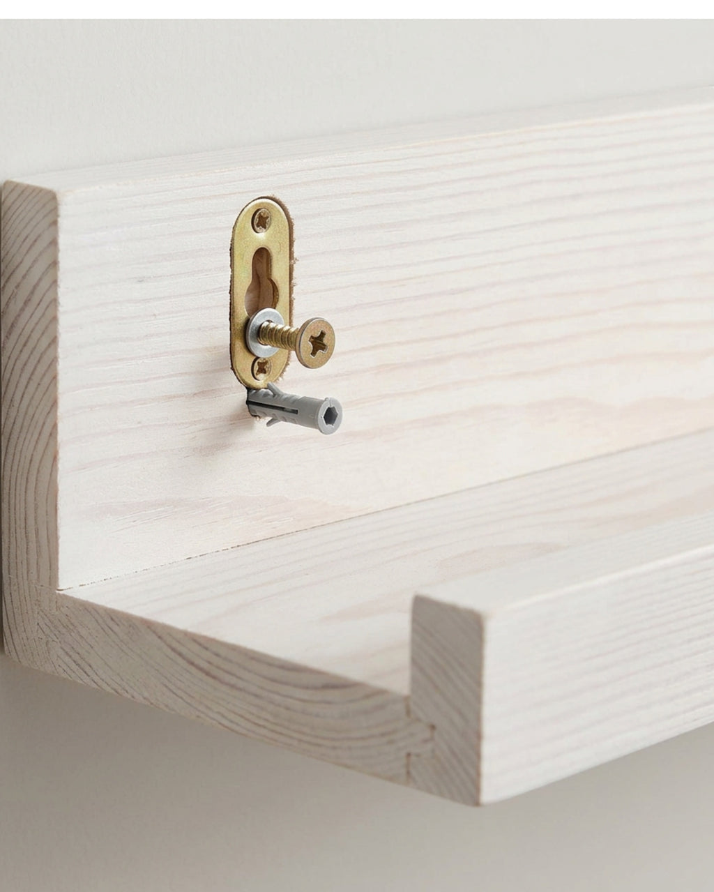 Zxpvn Pine Picture Ledge Wall Shelf Whitewash 50 cm - Detail view